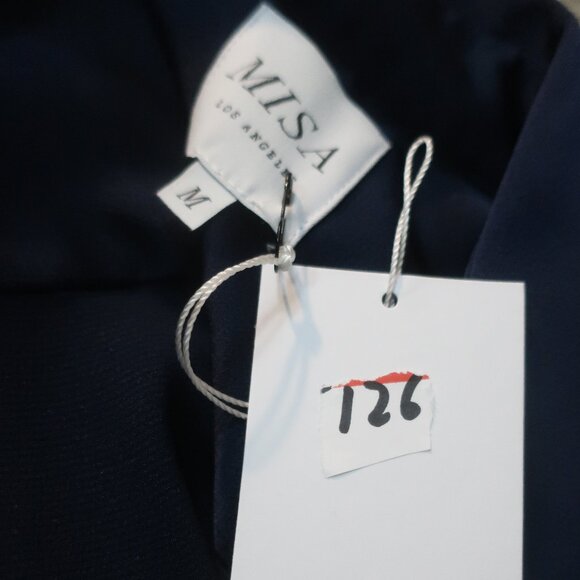 NWT Women Misa Los Angeles Navy Blue (Item- 126) Ruffled Sleeves Blouse Top M - Picture 9 of 10